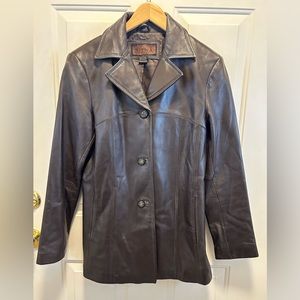 Women’s Siena Leather Brown Mid-Length Coat